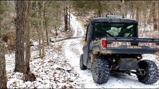 Winter UTV trail Riding Polaris Ranger XP 1000 Northstar & Icy roads