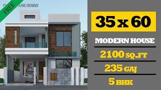 35 x 60 House Design 3d || 35 by 60 ka Naksha || 235 Gaj || 10x18 meters || 5 BHK Modern House