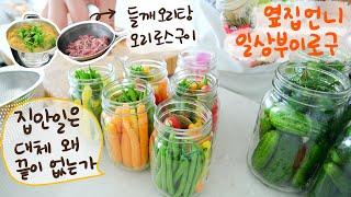 How Korean Housewife Spends Weekend in Summer - Made Pickles, Backyard Gardening, Home Cooking