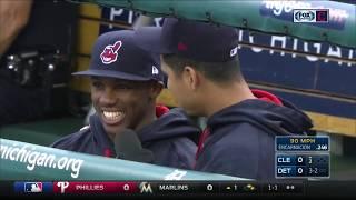 Standing by in the Cleveland Indians dugout...Carlos Carrasco?