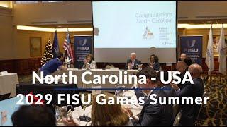 North Carolina announced as host of 2029 FISU World University Games Summer.