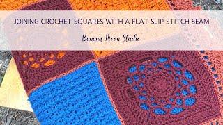 Crocheting a Flat Slip Stitch Join to Seam Squares