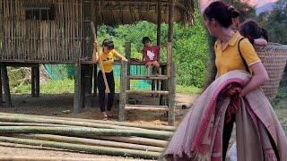 17-year-old Single Mother: Build Simple bamboo stairs _ Farm Development