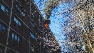 FDNY *10-75* Fire on the Top Floor of Williamsburg Housing Building