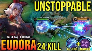 24 Kills No Death!! Eudora New META Emblem 100% UNSTOPPABLE!! - Build Top 1 Global Eudora ~ MLBB