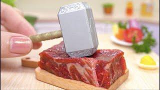 Perfect Miniature Steak Recipe | Amazing Tiny Pan Fried Beef Tutorial | Best Of Miniature Cooking‏