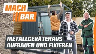 Metallgerätehaus aufbauen und fixieren | OBI