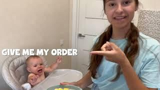 Funny Reaction Ever!Baby enjoys watching how an omelette is cooking!!