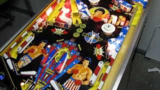 Playing a game on Gottlieb's Rocky Pinball Machine