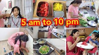 Indian Mom 5am to 10pm productive Routine with 2kids 2023/First day of school/kids lunch box recipes