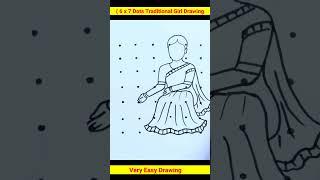 ( 6 x 7 Dots Traditional Girl Drawing | sankranti drawing | pongal drawing #shorts