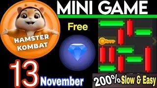 13 November  Puzzle Trick: P2E Hamster Kombat key MiniGame Solved, slow step by step! 