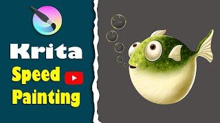 Adorable Puffer Fish Digital Drawing Tutorial | Krita Art | Draw With Pallab