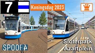 Cabinerit Tram 7 (Amsterdam) | Sloterpark - Azartplein v.v. (Tram Driver's POV) | Koningsdag