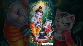 Lord Ganesha and Kitten Devotion| A magical Morning in the Jungle Temple # shorts #dancingganesha
