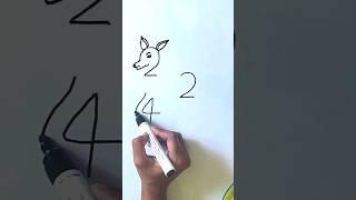 How to draw a deer from 224 number| Easy deer drawing| #shorts #viral