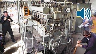 Start Up of a WW2 Submarine Diesel Engine of a German U-Boat 