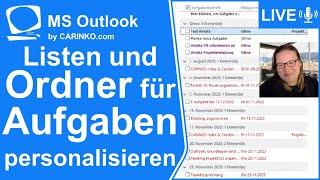 Indra Kohl Live - Aufgabenlisten und Aufgabenordner in MS Outlook personalisieren - carinko.com