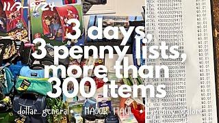 Shop with Me | Three-day MAJOR HAUL of 692 Penny Items from 3 Penny Lists at Dollar General