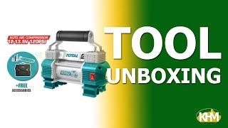 Total TTAC2506 12V Auto Air Compressor with Light Quick Unboxing