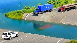 Cars vs Deep Water x Spikes x Unfinished Road ▶️ BeamNG Drive