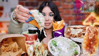 CHIPOTLE BURRITO BOWL, TACO BELL DORITOS LOCOS TACOS, GRILLED CHEESE BURRITO, CHIPS ASMR MUKBANG