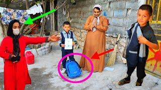 The generous man's gift of school supplies brought great joy to Mahmoud.