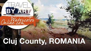 #253 Travel By Art, Ep. 109: Cluj County, Romania (Watercolor Landscape Demo)