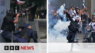 Protests erupt in Caracas against Venezuela's disputed election result | BBC News