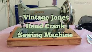 Vintage Collectible Green Jones Family CS Model Hand Crank Heavy Duty Sewing Machine