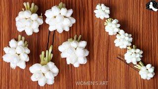 2 minutes fresh flower billai | flower brooch for hair | crepe jasmine flower billai making at home