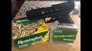 Glock 44 22LR Rimfire Shooting Remington Golden Bullet and Remington Subsonic Ammo "PASS OR FAIL!?"