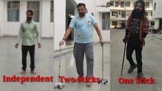 Incomplete Spinal Injury Complication walking with One stick, Two Sticks & Independent. Must watch.