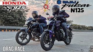 Newly launched || Bajaj Pulsar N125 vs Honda SP125 || DRAG RACE || top end battle