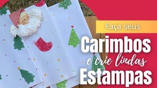 PANO DE PRATO  ESTAMPAS NATALINAS: Fácil de Fazer usando CARIMBOS (2 projetos)