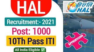 HAL Apprenticeship Recruitment 2021| HAL Apprentice Vacancy 2021 Online Form| HAL Apprentice Bharti