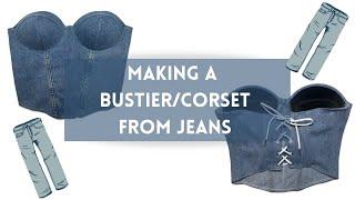 Sewing a Perfect Corset/Bustier from a Pair of Jeans! - Pattern in Description - Upcycle