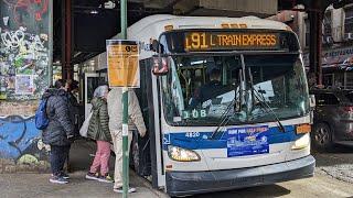 NYCT Bus: 2011 New Flyer XD40 #4820 on the L91 & 2021 Nova Bus LFS HEV #9754 NIS @Myrtle & Wyckoff