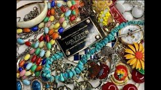 Mystery goodwill jewelry bag haul to resell on eBay! Vintage silver brooch and turquoise!