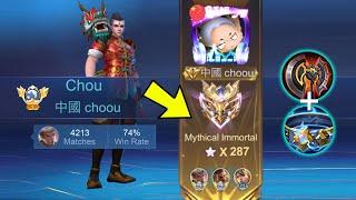 TOP GLOBAL CHOU SOLO RANK IMMORTAL NO EDIT FULL GAMEPLAY!! (NO CUT, NO EDIT) - Mobile Legends