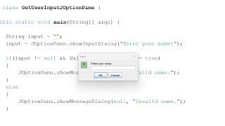 Getting User Input With a JOptionPane and Validating It Using Java (Simple)