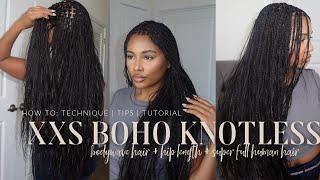 009 HOW TO: DIY XXS SMALL BOHO KNOTLESS BRAIDS | + @YWIGS HUMAN HAIR + HIP LENGTH Jai Danielle