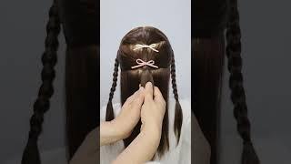 Busy Morning Cute Hair Style!  School Quick Hair Style for Girls ponytails baby pigtails Kids Simple