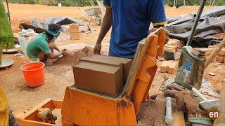 Interlock Mud Block (Compressed Stabilised) on-site production.