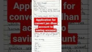 Application for Convert Jan Dhan Account To Saving Account. #application #bank #bankmanager