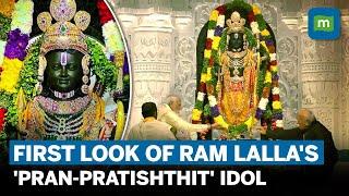 First Glimpse Of Ram Lalla's Idol In Ayodhya Temple | PM Modi Performs Pran Pratishtha Rituals