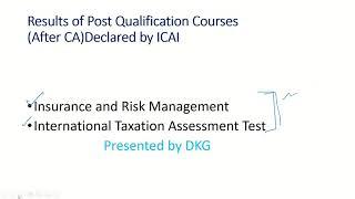 Post Qualification Courses' Result declared by ICAI