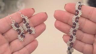 | DIY | Crystal Seed Bead Jewelry Tutorial: Bracelet & Earrings Design | Seed Beads Beading Tutorial