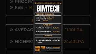 BIMTECH - Birla Institute of Management Technology - PGDM Key Highlights #mba #pgdm #delhicollege