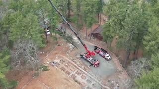  Mattera Cabin Gets Tree Work Done - Aerial Drone Footage in 4K - Reading, Massachusetts